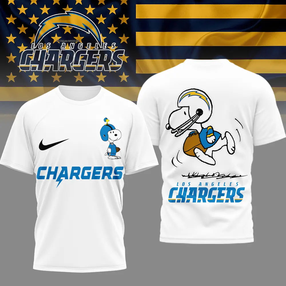 Los Angeles Chargers | Premium NFL x Peanuts 3D Shirt HI - HuddleStyle.com - Main