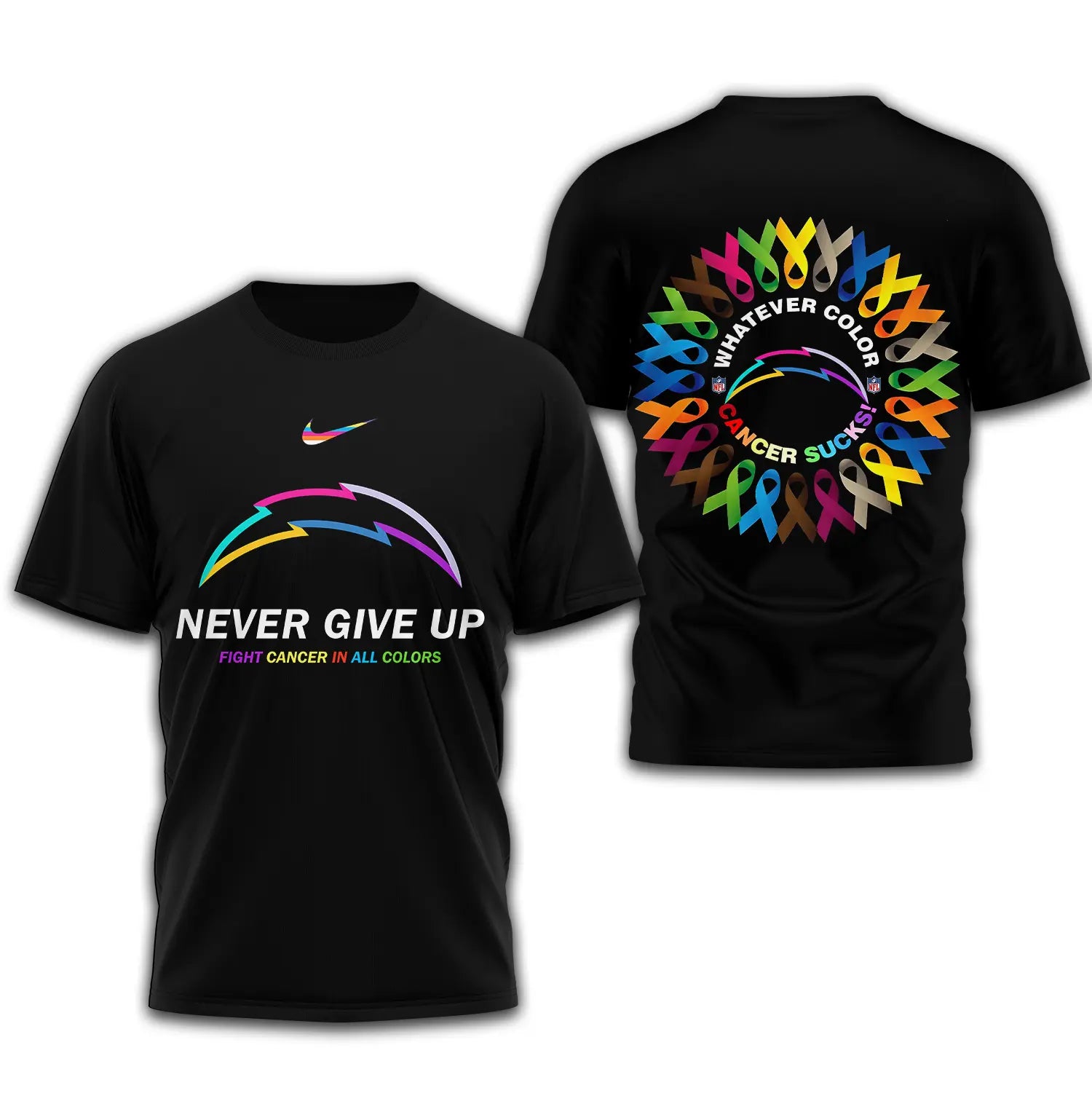 Los Angeles Chargers | Premium Fight Cancer In All Colors 3D Shirt TD - HuddleStyle.com - Main