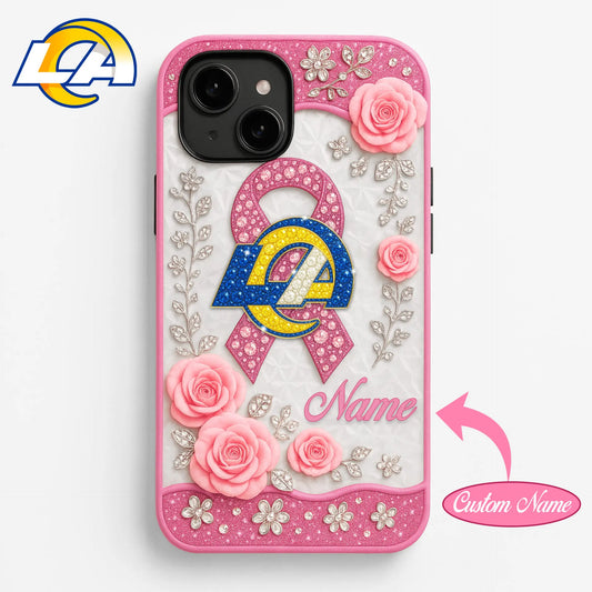 Los Angeles Rams | Premium NFL Breast Cancer Phonecase HI - HuddleStyle.com - Main