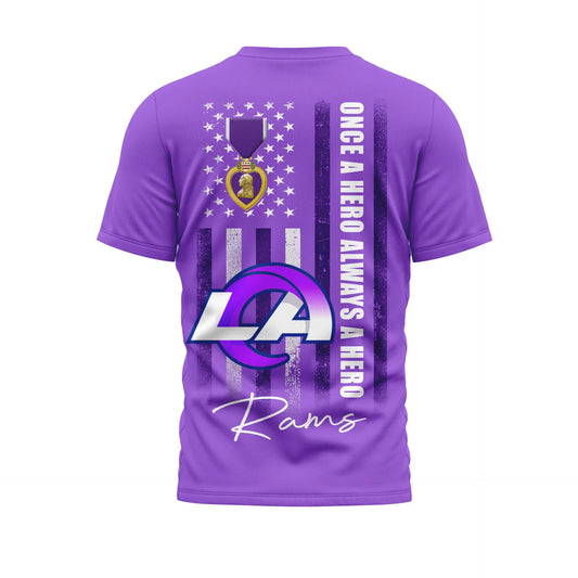 Los Angeles Rams | Premium NFL Premium National Purple Heart Day 3D Shirt HI - HuddleStyle.com - Main