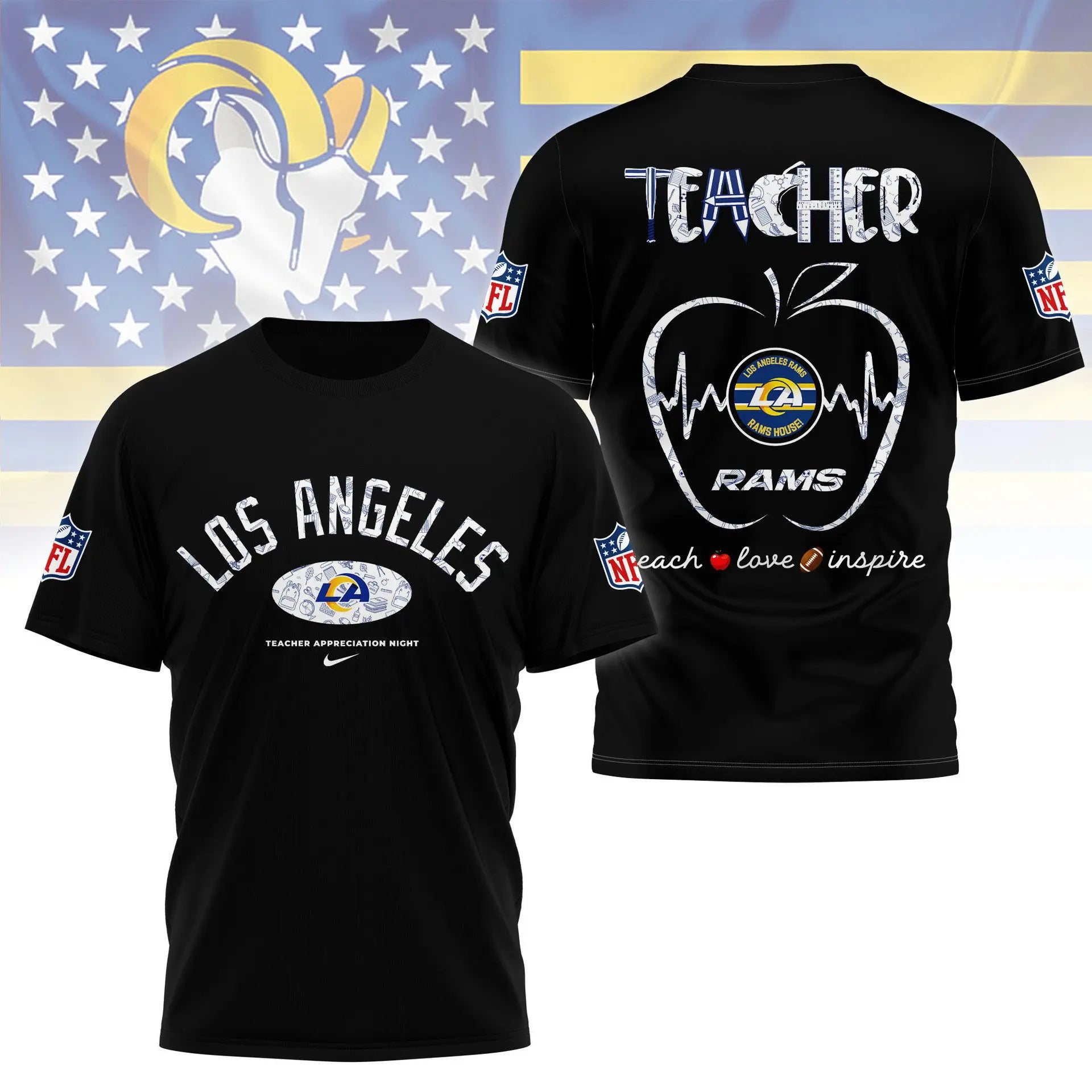 Los Angeles Rams |PREMIUM 3D TEACHER APPRECIATION DAY SHIRT NY - HuddleStyle.com - Image 4